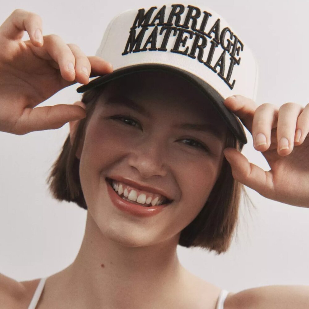 NWT BRIDEMERCH Marriage Material Baseball Cap (Black)
